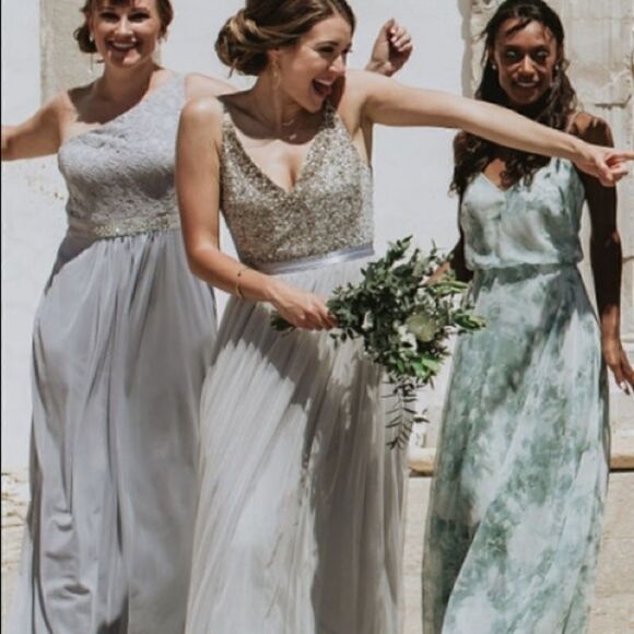 BHLDN AVERY WEDDING DRESS MORNING MIST - Picture 1 of 15